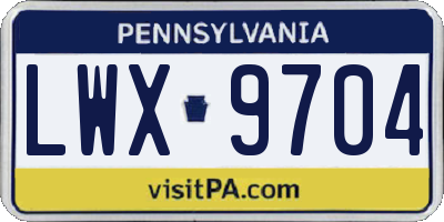 PA license plate LWX9704