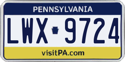 PA license plate LWX9724