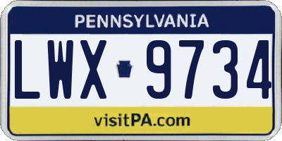 PA license plate LWX9734