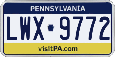 PA license plate LWX9772
