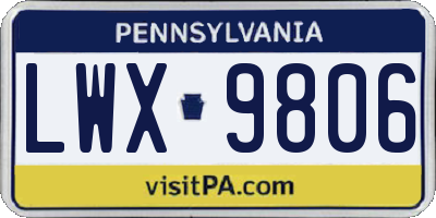 PA license plate LWX9806