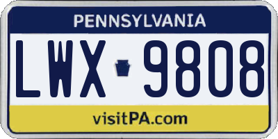 PA license plate LWX9808