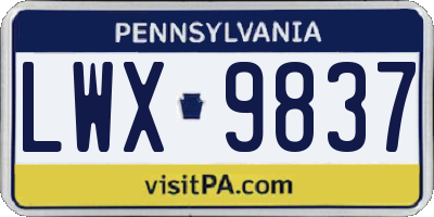 PA license plate LWX9837