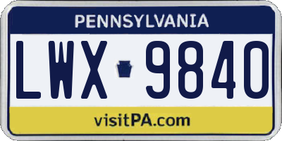 PA license plate LWX9840