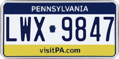 PA license plate LWX9847
