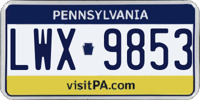 PA license plate LWX9853