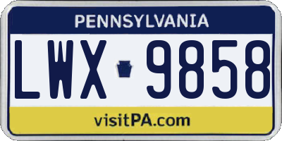 PA license plate LWX9858