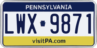 PA license plate LWX9871