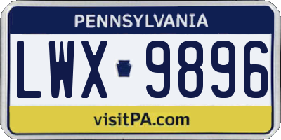 PA license plate LWX9896