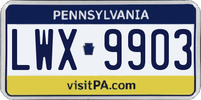 PA license plate LWX9903