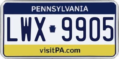 PA license plate LWX9905
