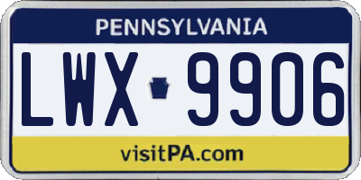 PA license plate LWX9906