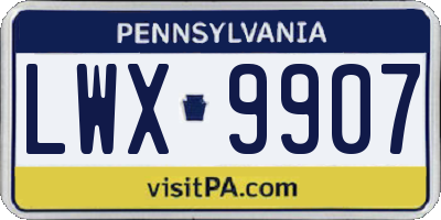 PA license plate LWX9907