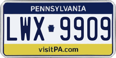 PA license plate LWX9909