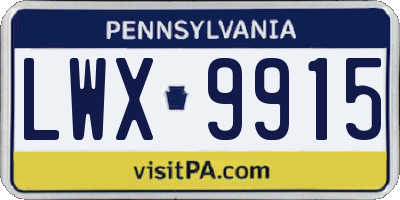 PA license plate LWX9915