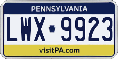 PA license plate LWX9923