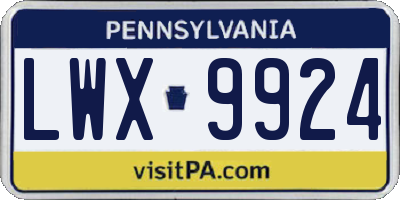 PA license plate LWX9924