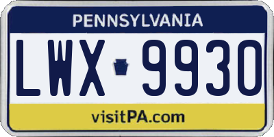 PA license plate LWX9930