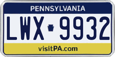 PA license plate LWX9932