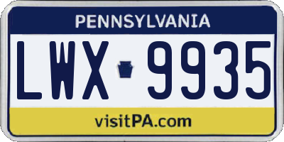 PA license plate LWX9935