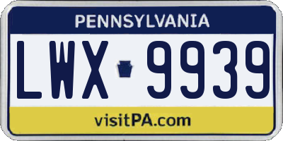 PA license plate LWX9939
