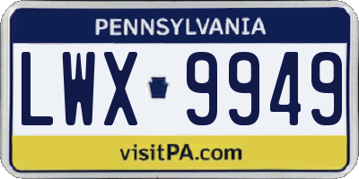 PA license plate LWX9949