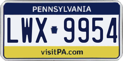 PA license plate LWX9954