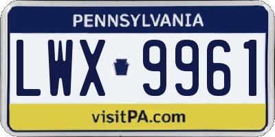 PA license plate LWX9961