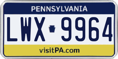 PA license plate LWX9964