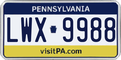 PA license plate LWX9988
