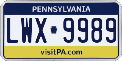 PA license plate LWX9989