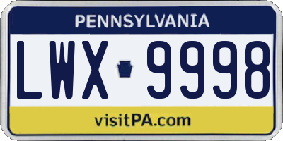 PA license plate LWX9998