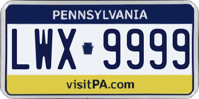 PA license plate LWX9999