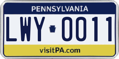 PA license plate LWY0011