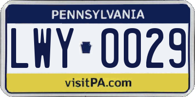 PA license plate LWY0029