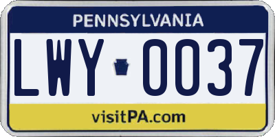 PA license plate LWY0037