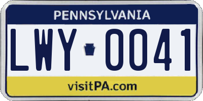 PA license plate LWY0041