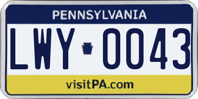 PA license plate LWY0043