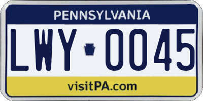 PA license plate LWY0045