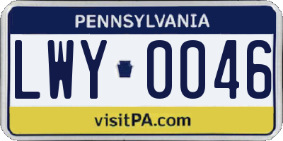PA license plate LWY0046