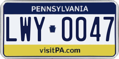 PA license plate LWY0047