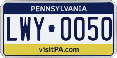 PA license plate LWY0050