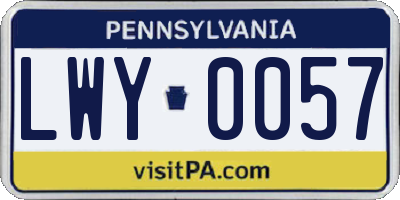 PA license plate LWY0057