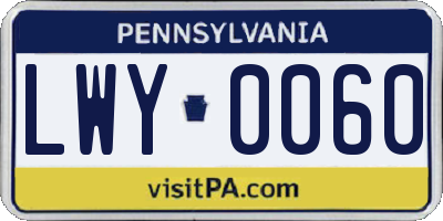 PA license plate LWY0060