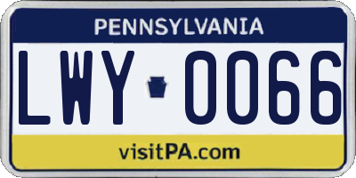 PA license plate LWY0066