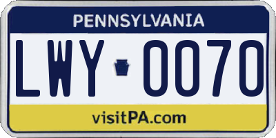 PA license plate LWY0070