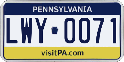 PA license plate LWY0071