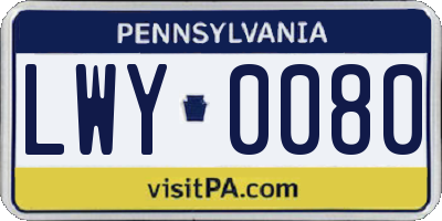 PA license plate LWY0080