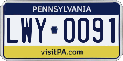 PA license plate LWY0091