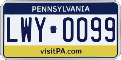 PA license plate LWY0099